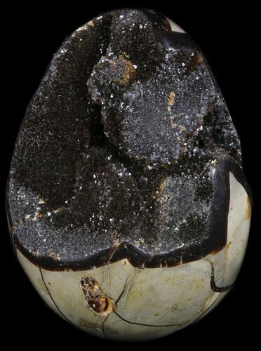 Septarian Dragon Egg Geode - Black Crystals #54577